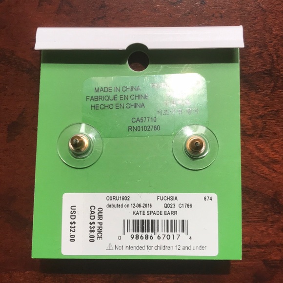 Kate Spade Earrings -Brand New with Jewelry Pouch! - Picture 2 of 3